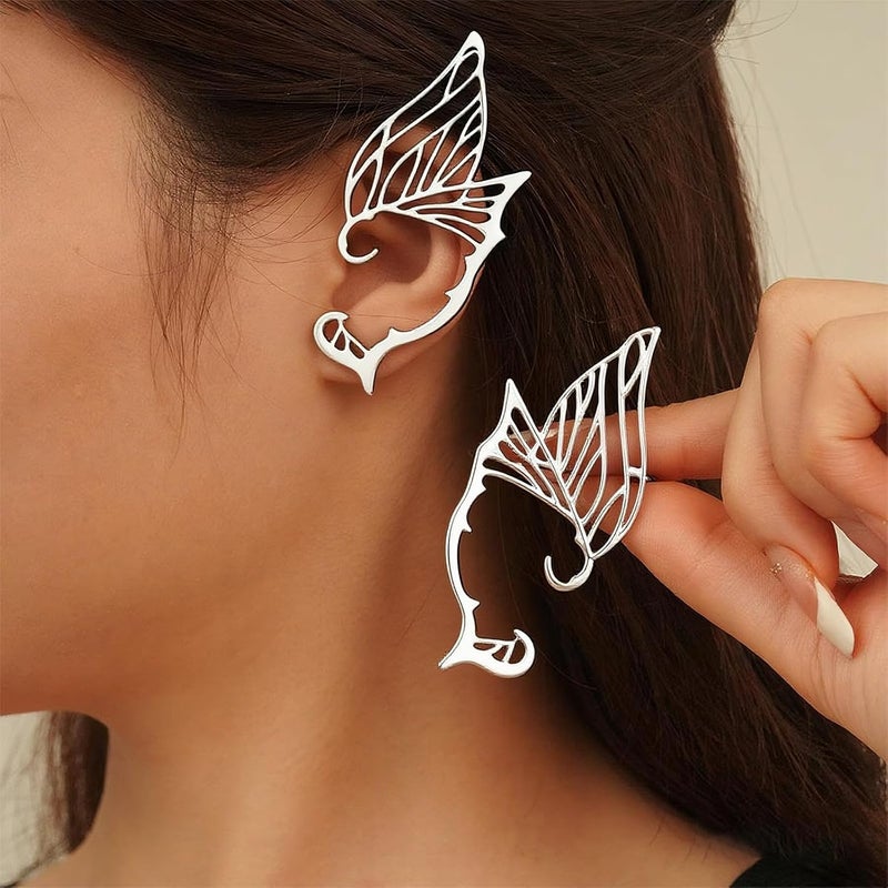 CSIYANJRY99 Elf Ear Cuffs for Women Butterfly Earrings Fairy Ears Goth Punk Ear Cuffs Halloween Accessorie Gothic Punk Jewelry Wrap Droping Earrings - Image 2